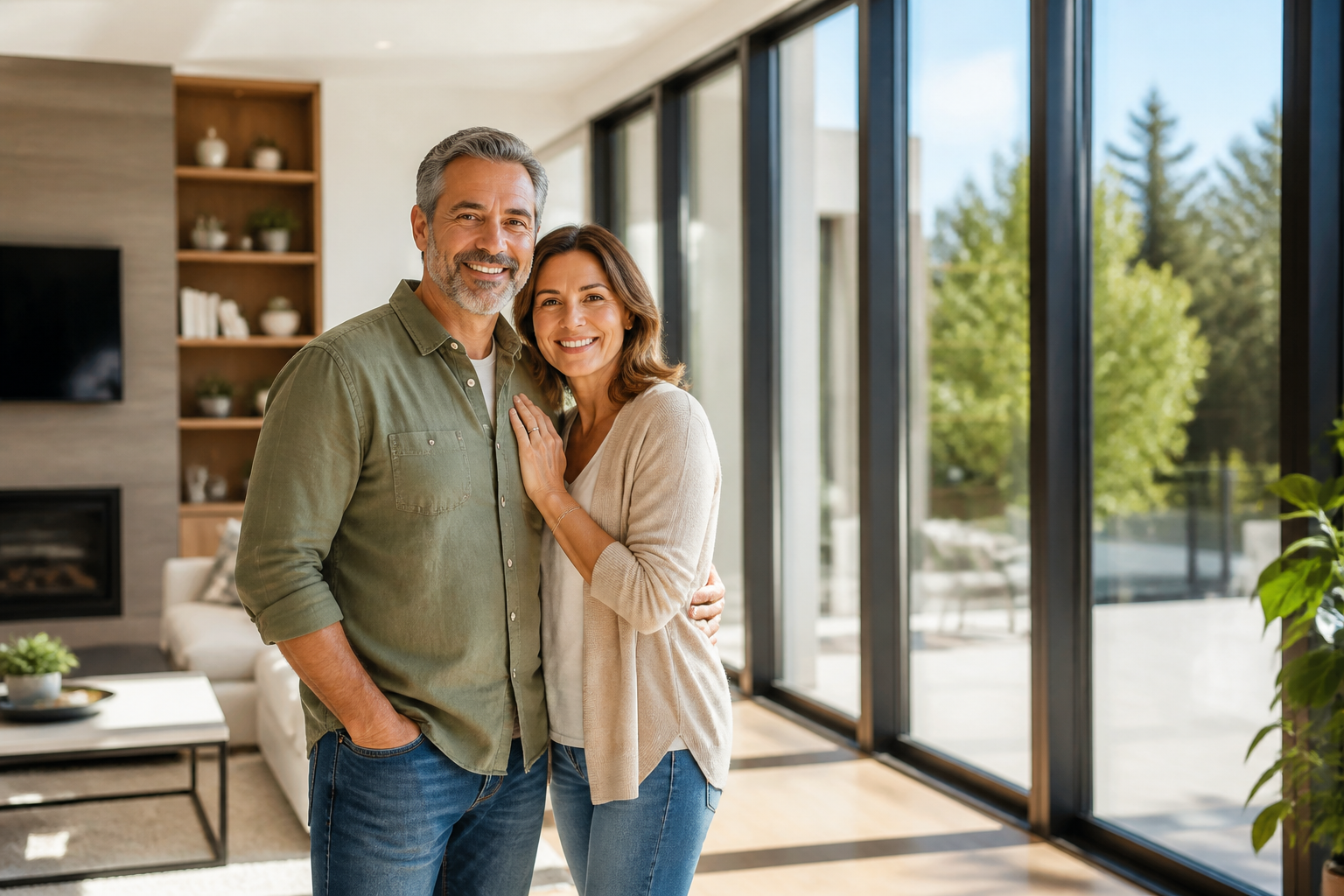 Happy homeowners with new windows